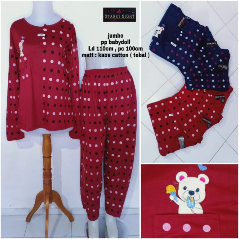 setelan babydoll PP jumbo.bahan kaos