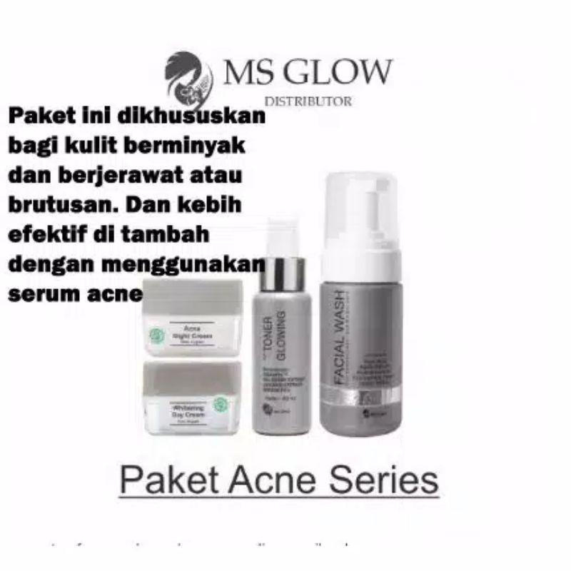 MS GLOW PAKET ACNE SERIES 4in1 ORIGINAL 100%
