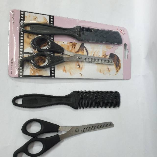 GUNTING RAMBUT SASAK BABAT BAGUS  STYLISH STEEL SCISSORS DAN PISAU CUKUR 2IN1MURAH ZIG ZAG