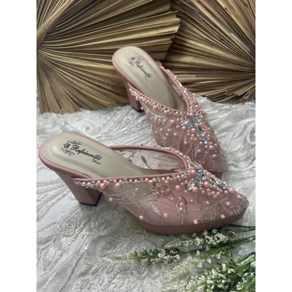 sepatu wanita wedding pesta Alena dusty peach 9cm tahu