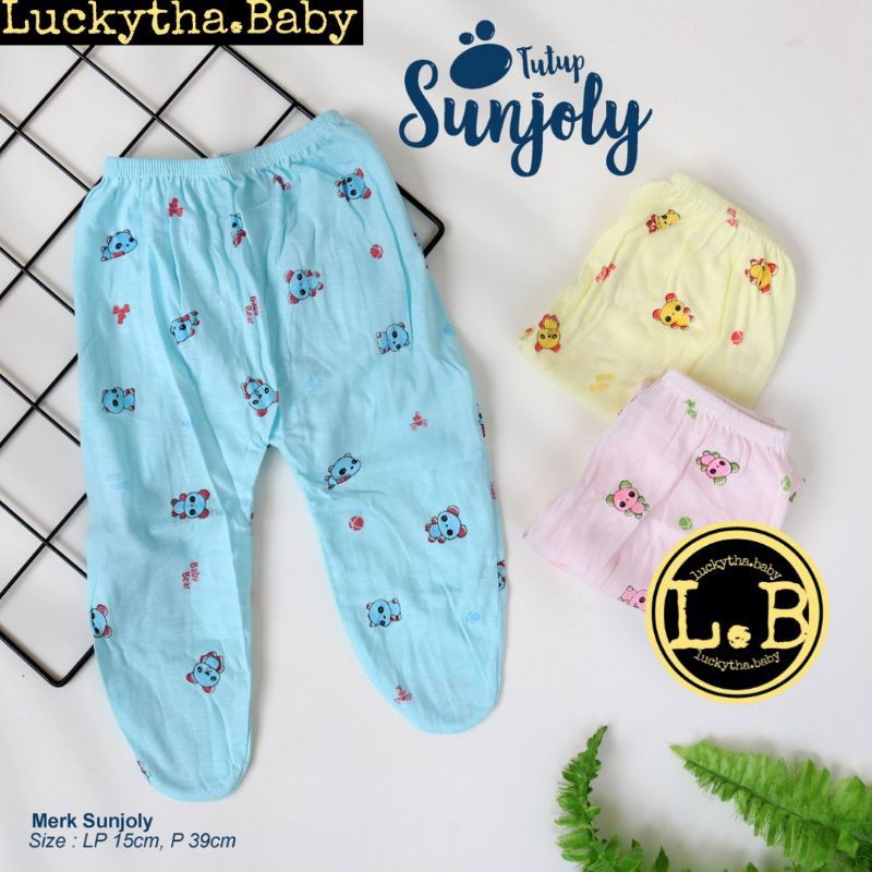 3pcs _celana panjang bayi happy Time Putih buka kaki tutup kaki / Sunjoly pth /c.pj.happy time print