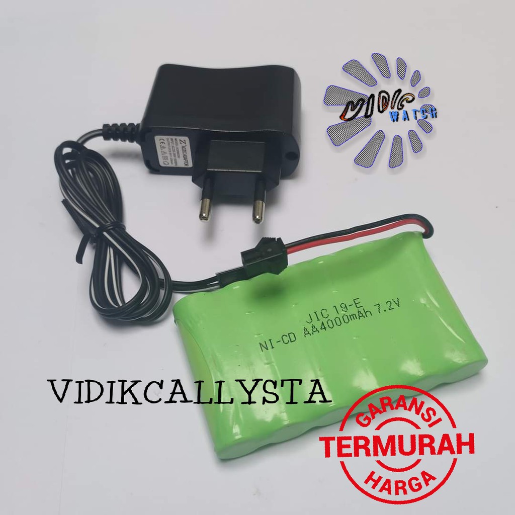 Paket Baterai Dan Charger RC AA 4000mAh 7.2V isi 6 Socket Hitam