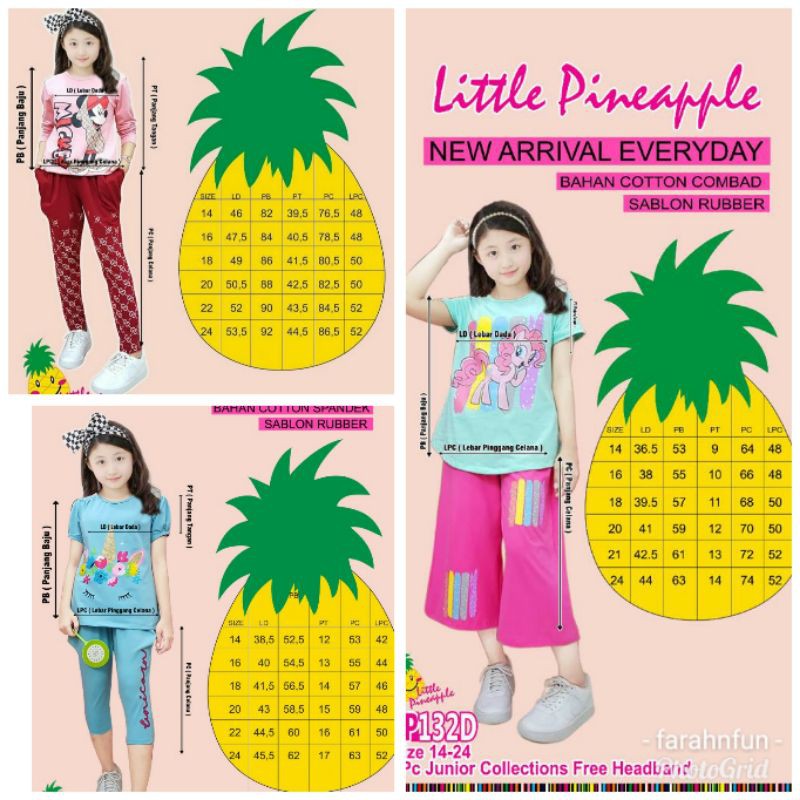 Setelan anak little pineapple / baju anak perempuan little pineapple