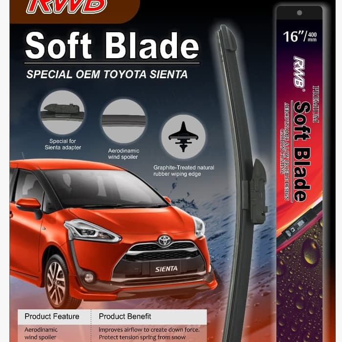 wiper khusus toyota sienta 1set ukuran 14in dan 26in