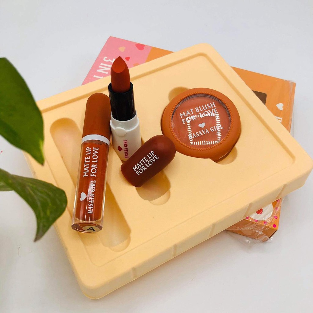 [Per Set] Hasaya Girl For Love Nude Set 3in1 Lipstick Lipcream Blusher JH3710
