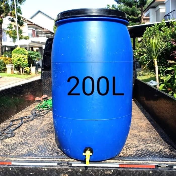 Toren | Drum Tong Tengki Bak Air + Kran Cuci Tangan & Wudhu Kap. 200L