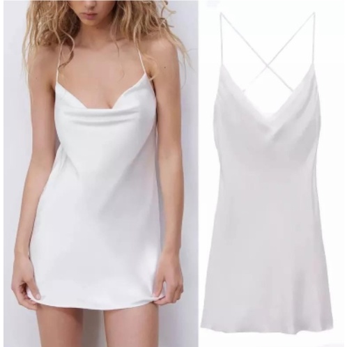 MARNIE Satin backless dress - mini dress wanita