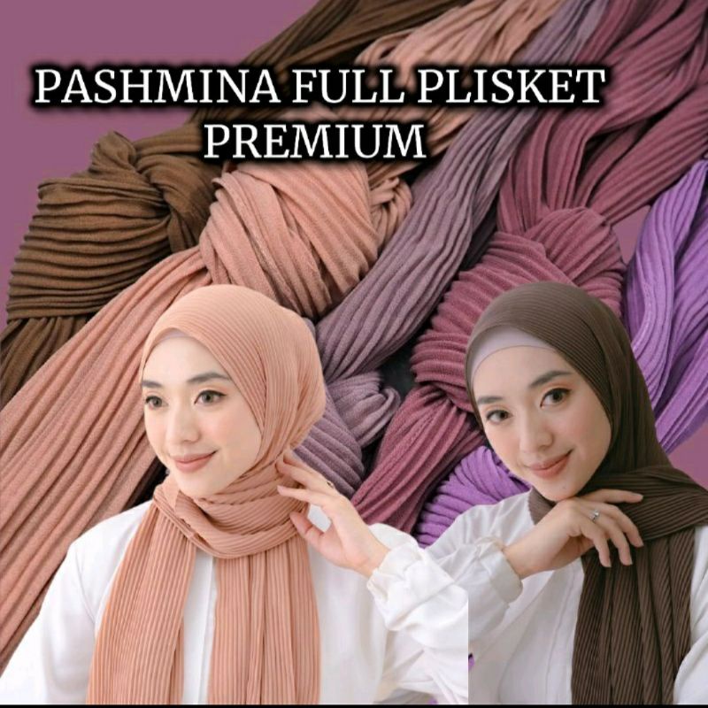 PASHMINA PLISKET FULL CERUTY 75x175 cm JAHIT TEPI TANPA GARIS TENGAH  BABYDOLL FULL PLISKIT PLEATED SHAWL TERMURAH TERBARU VAYAON HIJAB