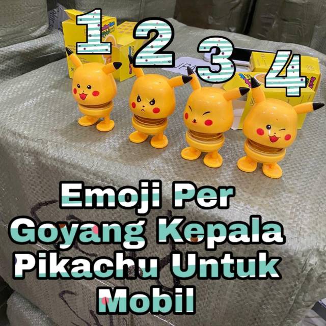 BONEKA PER EMOJI PIKACHU SPRING DOLL PIKACHU PAJANGAN DASHBOARD PIKACHU