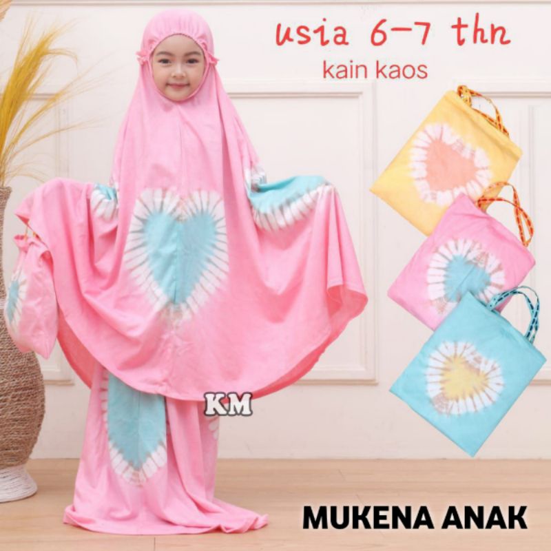 Mukena Anak Tanggung Mukenah Traveling Umur 6 Tahun Usia 7 Thn Motif Warna Jumputan Bahan Kaos Harga Murah Model Kekinian