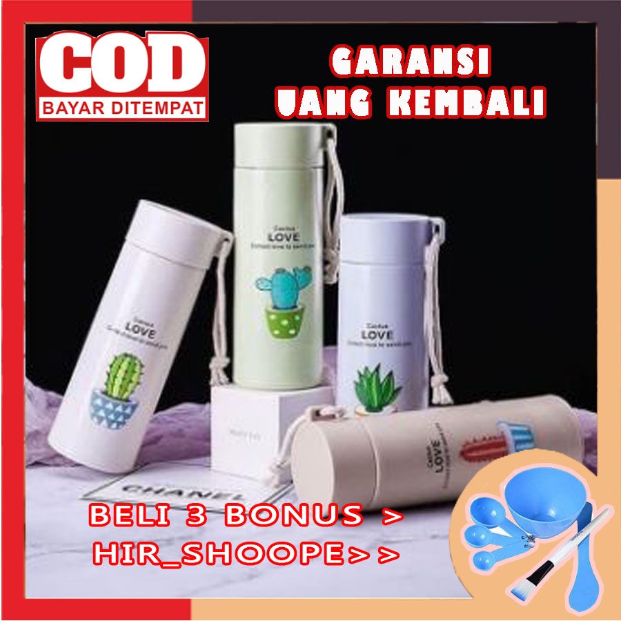 Botol Minum Kaca Motif Cactus 400ml  Beling cover plastik kaktus H551 Botol minum air Botol air anaK