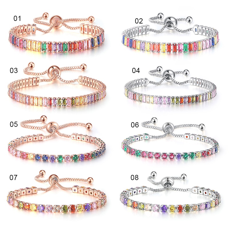 Gelang Tangan Wanita Model Tali Serut Adjustable Hias Zircon Multi Warna Untuk Pernikahan