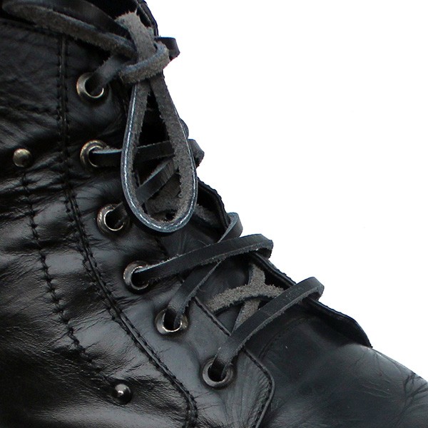 MR Shoelaces LR01 Black (Hitam) - Tali Sepatu Kulit 60cm 80cm 100cm 120cm 150cm 200cm - Premium Shoelace Leather