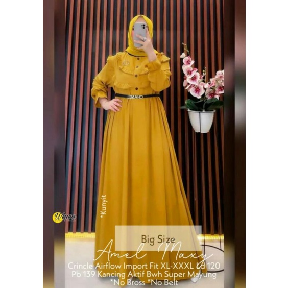 COD | AMEL MAXY BY WAWA | DRESS GAMIS MAXY BAHAN AIRFLOW IMPORT MERK MURAH ADEM BAWAH MAYUNG KANCING