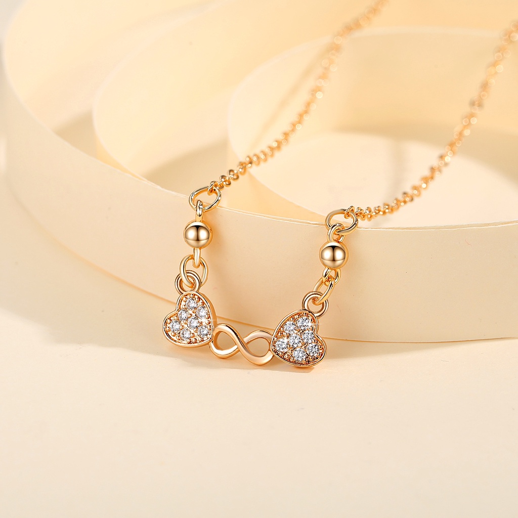 Y620 【Barang spot】Kalung Hias Berlian Imitasi Elegan untuk Wanita woman Kalung berbentuk hati stainless Anti-rust