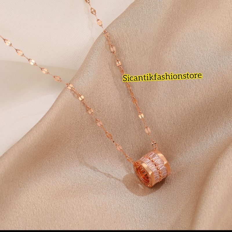 Kalung Titanium Liontin Ring Rose Gold Anti Karat selamanya Kalung Wanita Kekinian Terbaru Terlaris Mewah Fashion Wanita