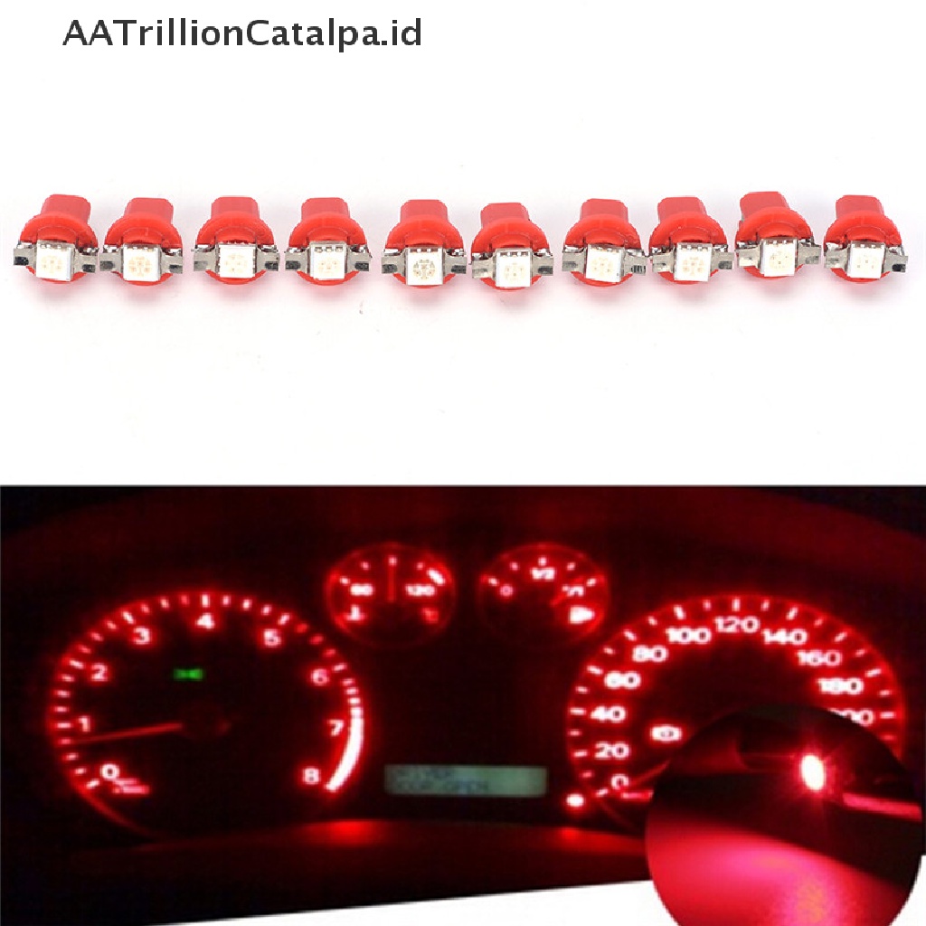 Aatrillioncatalpa 10pcs Lampu LED T5 B8.5D Untuk Indikator Dashboard Mobil