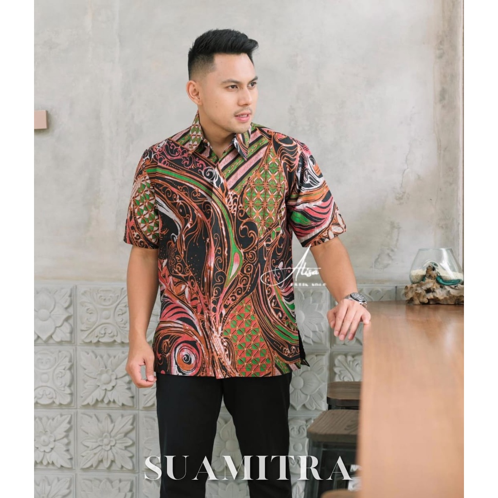 SUAMITRA ALISA BATIKSOLOAMANAH KEMEJA BAJU BATIK PRIA SOLO LENGAN PENDEK PANJANG LAPIS FURING ATASAN BATIK PREMIUM MODERN KATUN HALUS NIRWANA ALJAYA WISANGGENI SM DEWO PARANG DURI PARI SEIKET JIWAMUDA PANJI LESMONO PRASTOWO COKLAT GURDO IJO KHARIS MODHANG