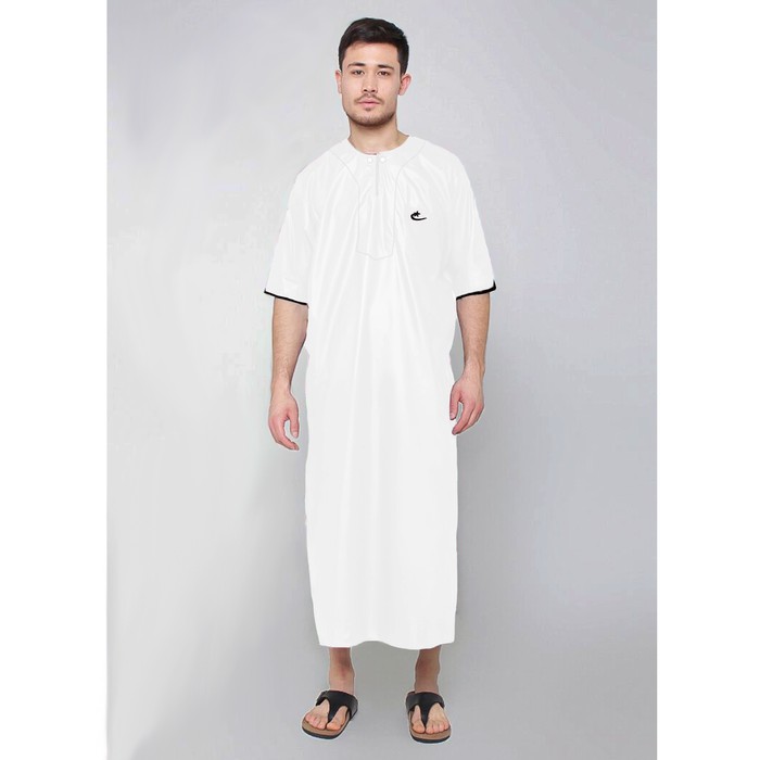 JUBAH ARABI / Pakaian Gamis Muslim Pria Lengan Pendek Warna Al-Isra / baju koko pria / jubah pria