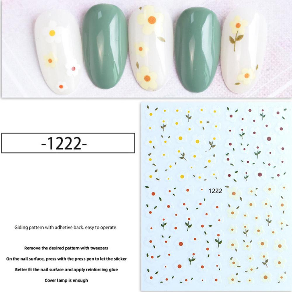 [Elegan] Stiker Kuku Kelinci Lucu Perekat Diri Daisy Kartun Ultra-Tipis DIY Nail Decals