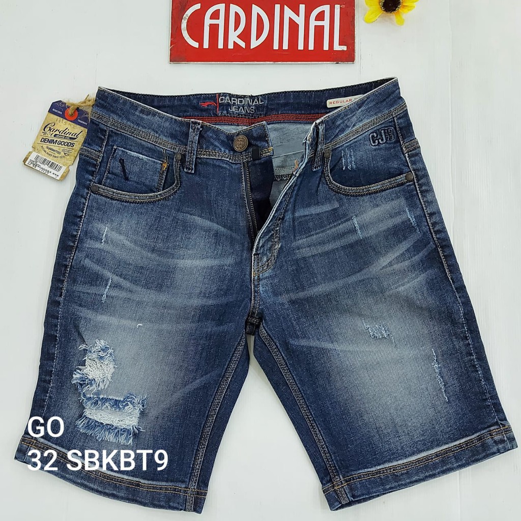 gos 32-S CARDINAL JEANS Celana Pria Celana Pendek Bermuda Casual Sobek Reguler Fit Slimfit Skinny