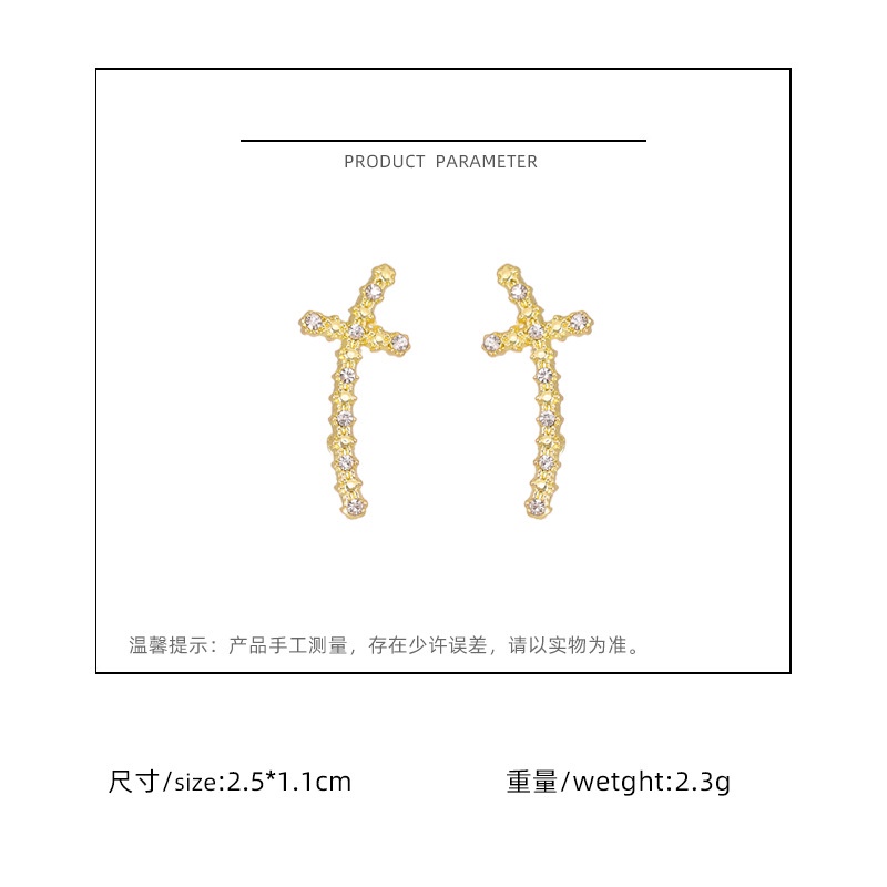 Gaya Korea kecil cross 2021new niche desain cahaya mewah anting-anting wanita Korea gaya chic dan un