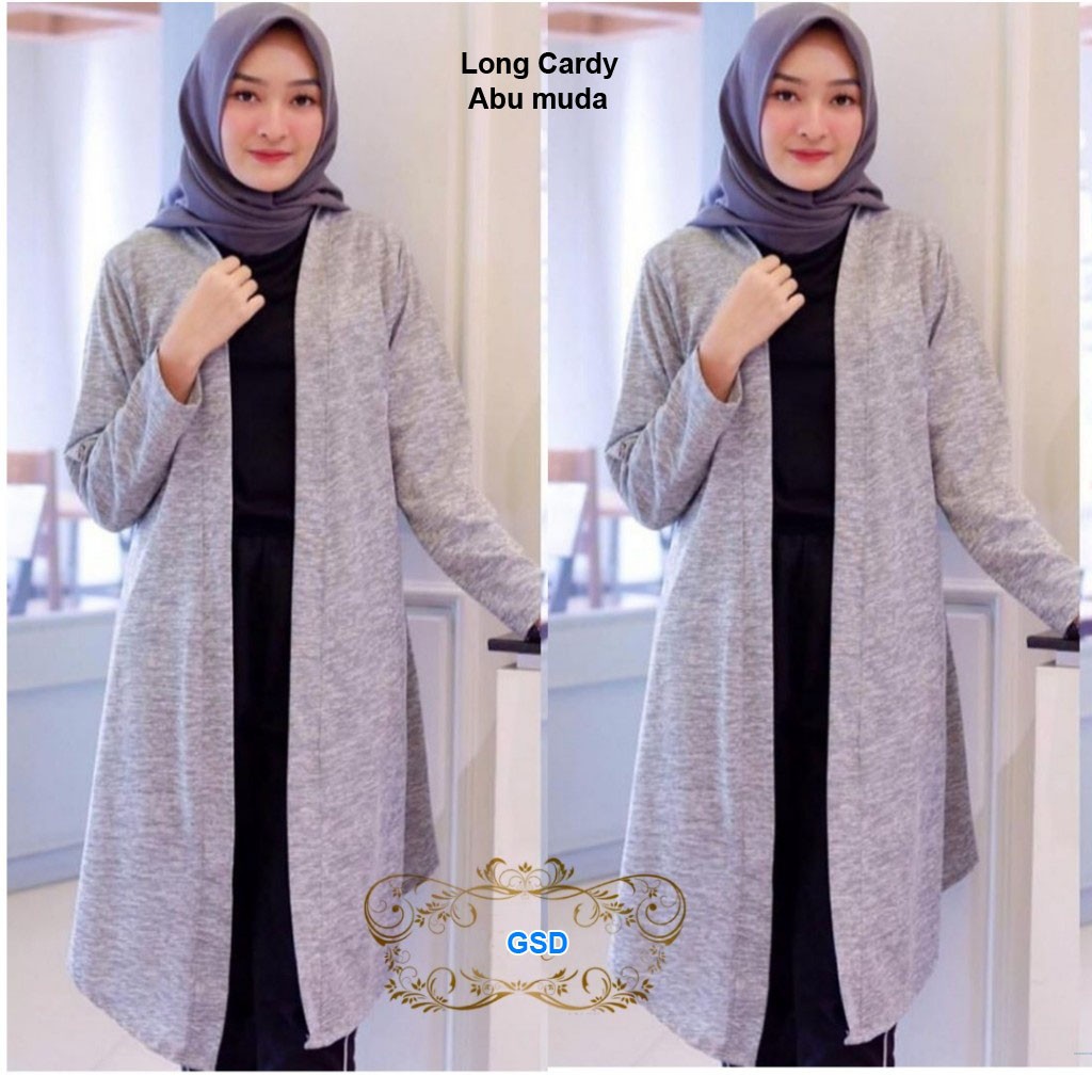 Longcardi/long cardigan muslimah/casual outwear hijabes murah/fashion cardigan hijab looks terbaru