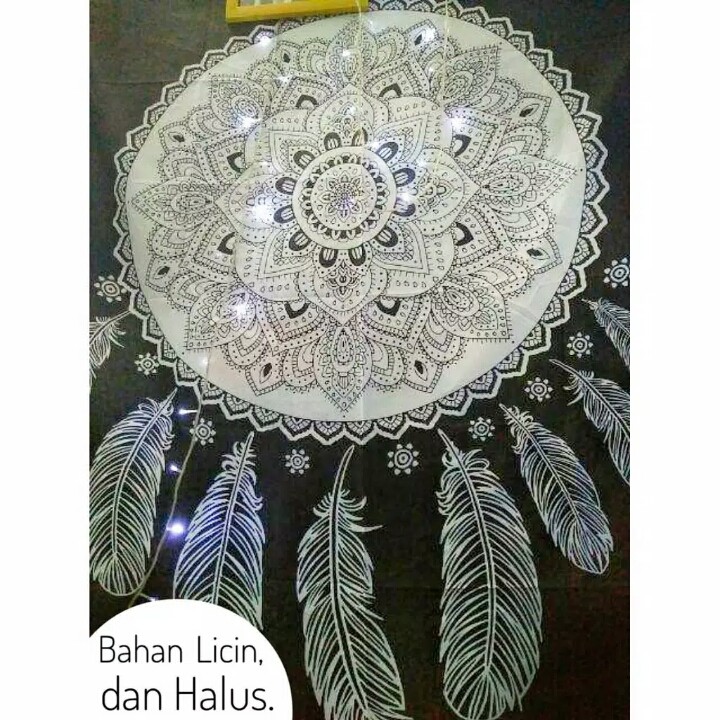 READY KAIN BOHEMIAN 1,5M X 1,5 M] Kain Tapestry Motif Kipas / Sarong Mandala Bali / Pantai