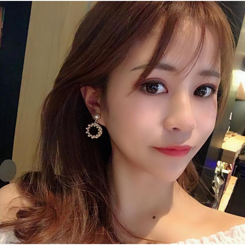 Korea fashion style anting-anting anggun online influencer New mutiara imitasi in segar sesuai denga