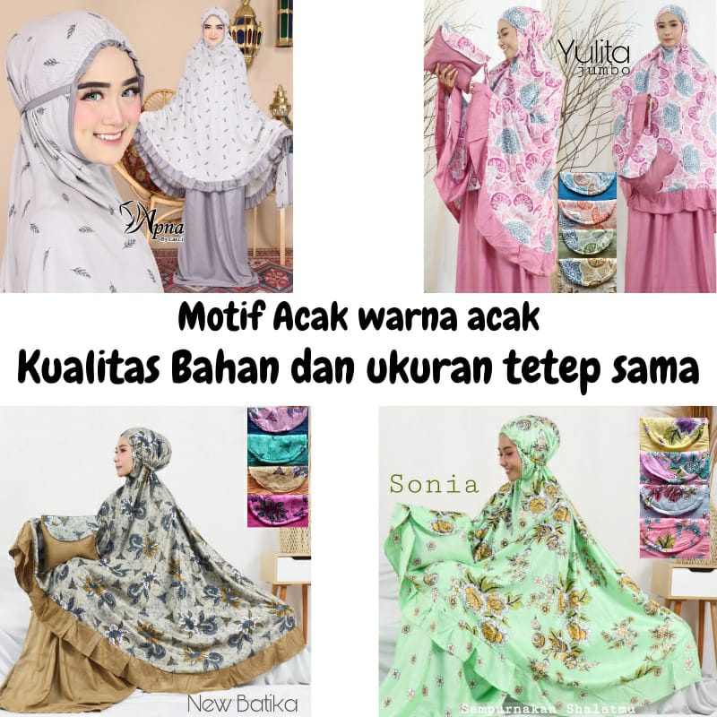 (Bonus Tas) Setelan Mukena Motif Bahan Rayon Premium Untuk Taraweh dan Lebaran