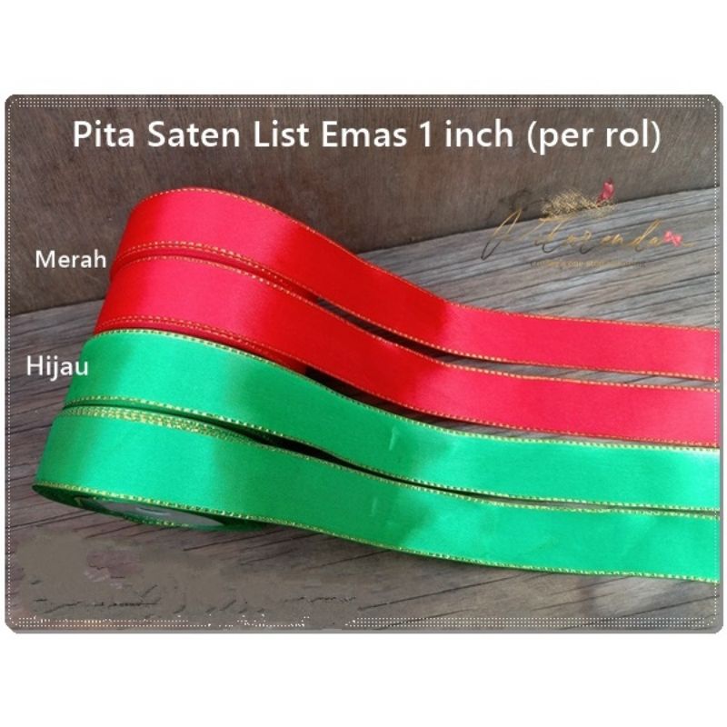 

Pita Saten List Emas 1inch (2,5cm), panjang 2 meter
