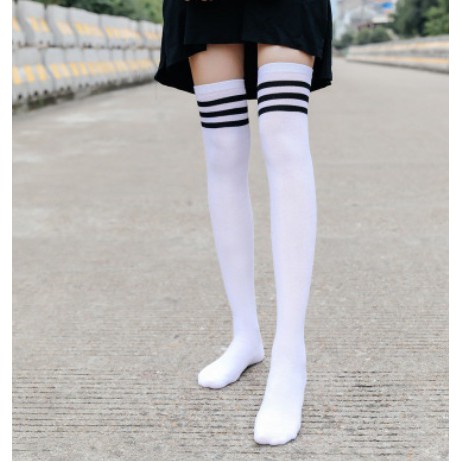 Kaos kaki  Wanita panjang sepaha di atas Lutut Over Knee Socks Korea polos strip sock-Motif 2