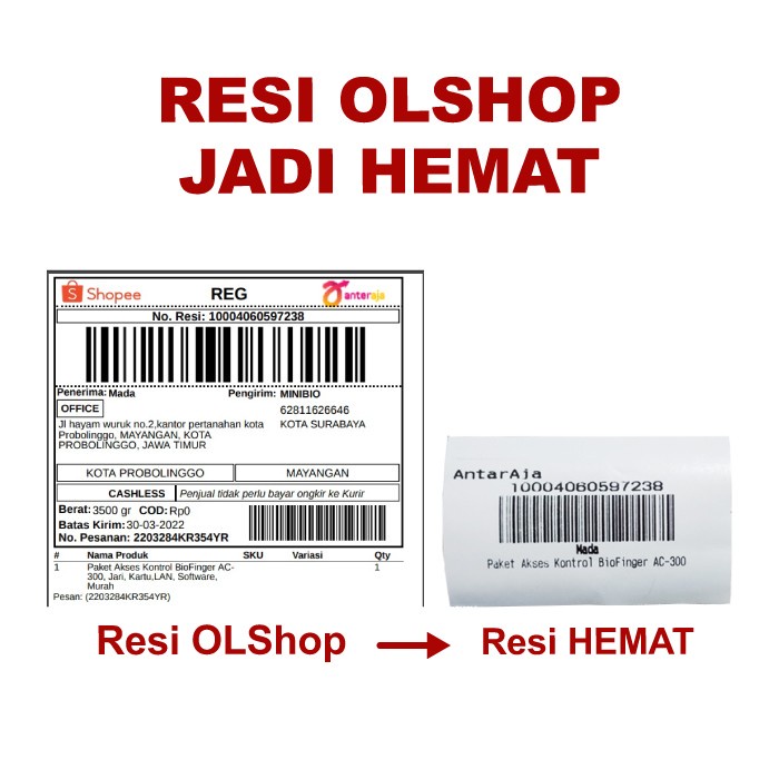 Kertas Label Stiker 80mmx5M Resi Hemat Printer Bluetooth Thermal Murah