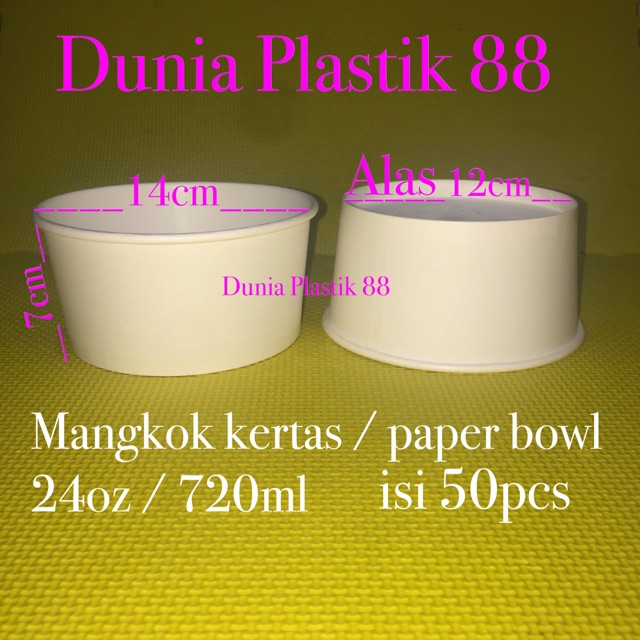 isi50PCS mangkok kertas PAPER  BOWL  24oz 720ml TANPA TUTUP 