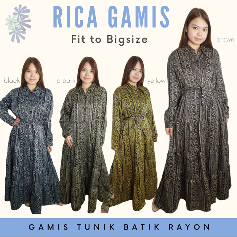 Gamis Batik Big Size Wanita / Dress Batik / Batik Modern / RICA GAMIS