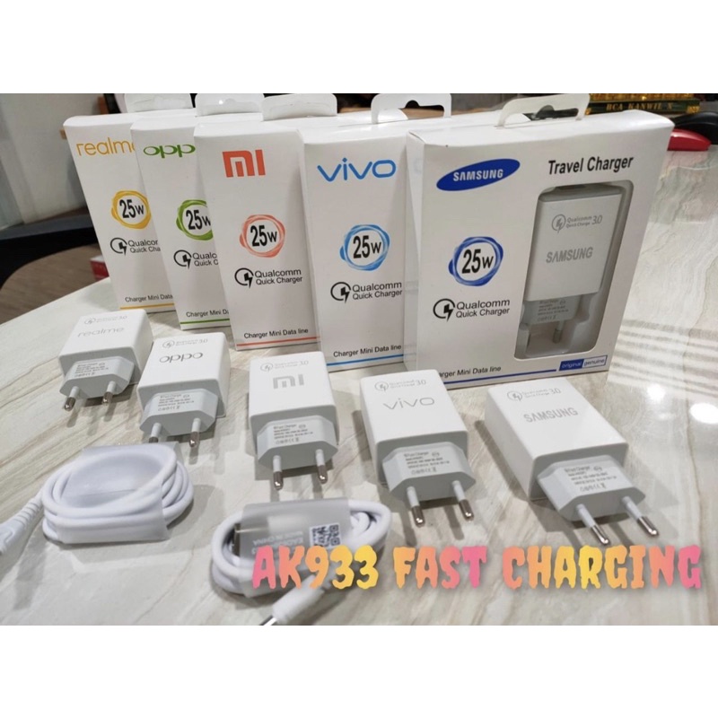 PROMO Tc / Travel Charger 25w Branded AK933 Ori 3.0 Support Fast Charging Micro & Type C Usb RG-OFFI