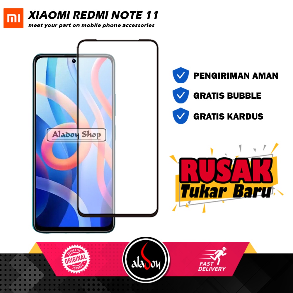 Case Xiaomi Redmi Note 11 2022 Casing Transparent + Tempered Glass Full Layar