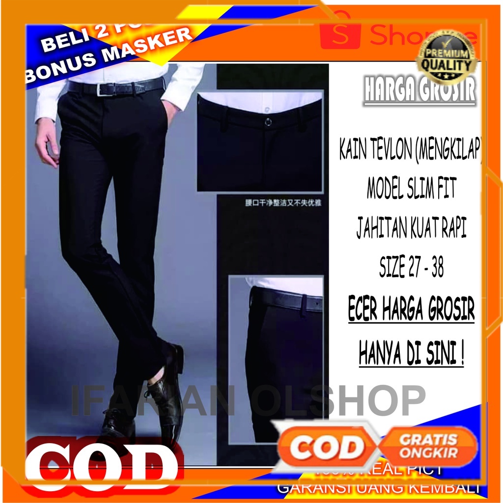 OUTFIT PRIA TERPOPULER CELANA SLIMFIT Harga Grosir  Celana Formal Pria Model SLIMFIT Kain American D