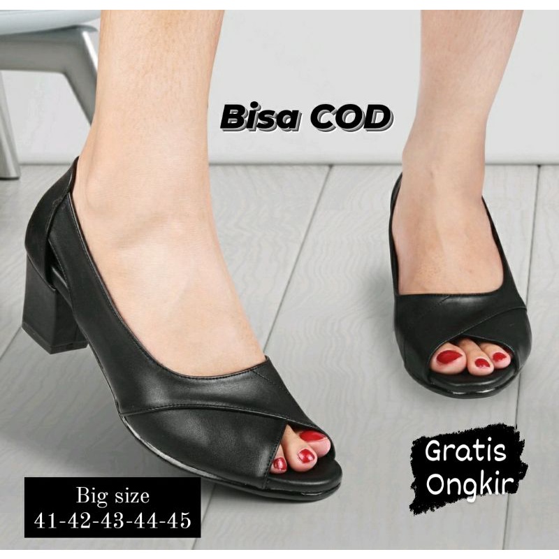 UKURAN BESAR, Oxford Wanita Semi Formal Sepatu Kerja Big Size 41-42-43-44-45 Kulit Hitam Pantofel JUMBO Spg Cewek 44