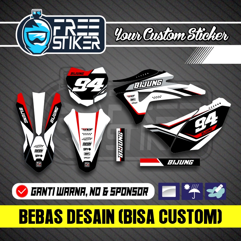 DECAL GORDON DECAL KLX GORDON PUTIH HITAM MERAH BISA CUSTOM DAN REQUEST COD