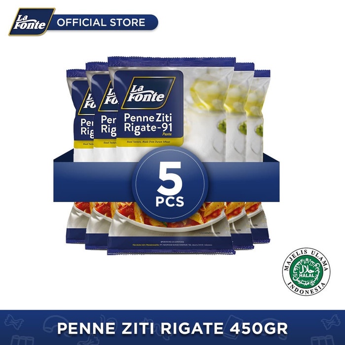 

PASTA-ANEKA- 5 PCS - LA FONTE PENNE ZITI RIGATE 450G -ANEKA-PASTA.