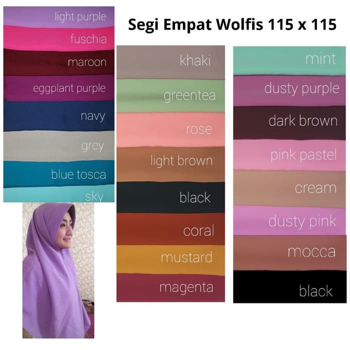 Segi 4 Wolfis Grade A 115 X 115 Cm Jilbab Segi Empat Wolpeace Syar'i