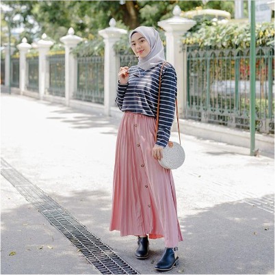 Rok Plisket Kancing Maxy Skirt / Rok Plisket Premium