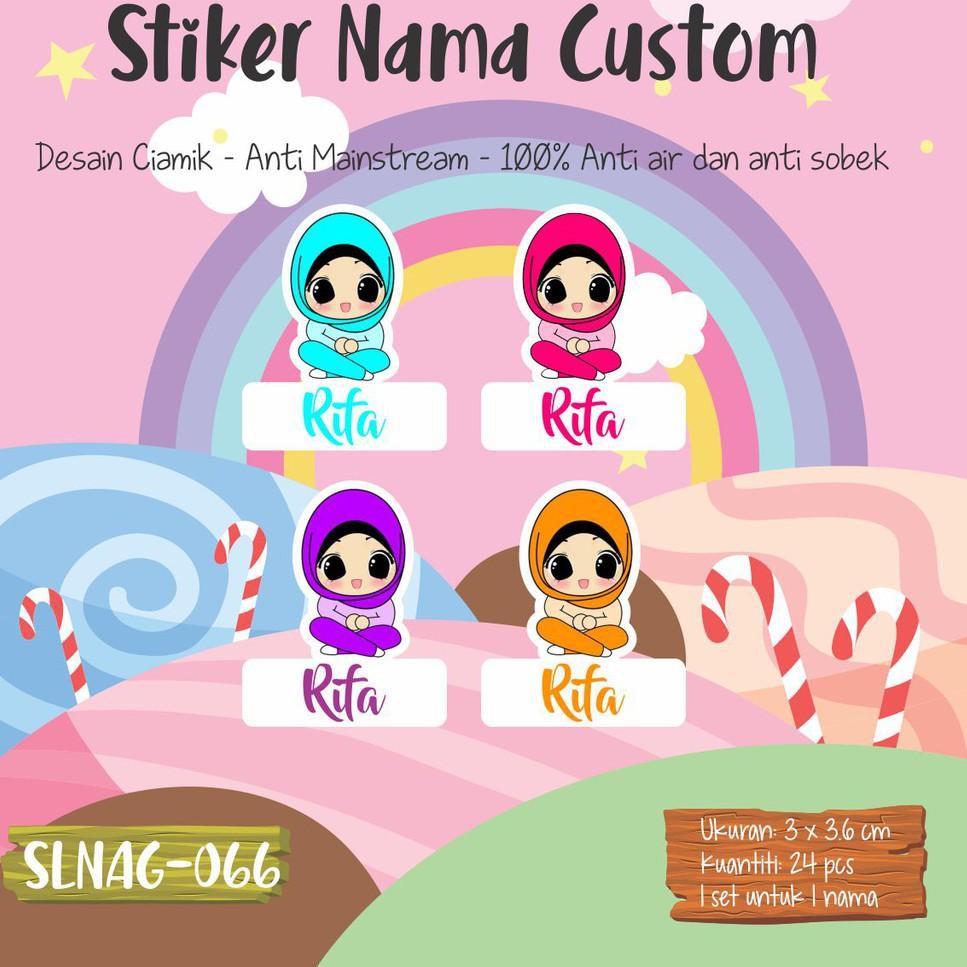 Stock Terbatas Slnag 066 Sticker Nama Anak Kartun Girl Muslimah