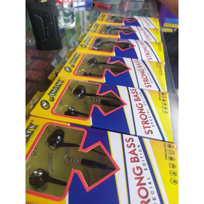 PROMO HANDSFREE ARMY STRONG BASS ORIGINAL BEST EARPHONE STRONGBASS BAZZOKA SPESIAL EDITION