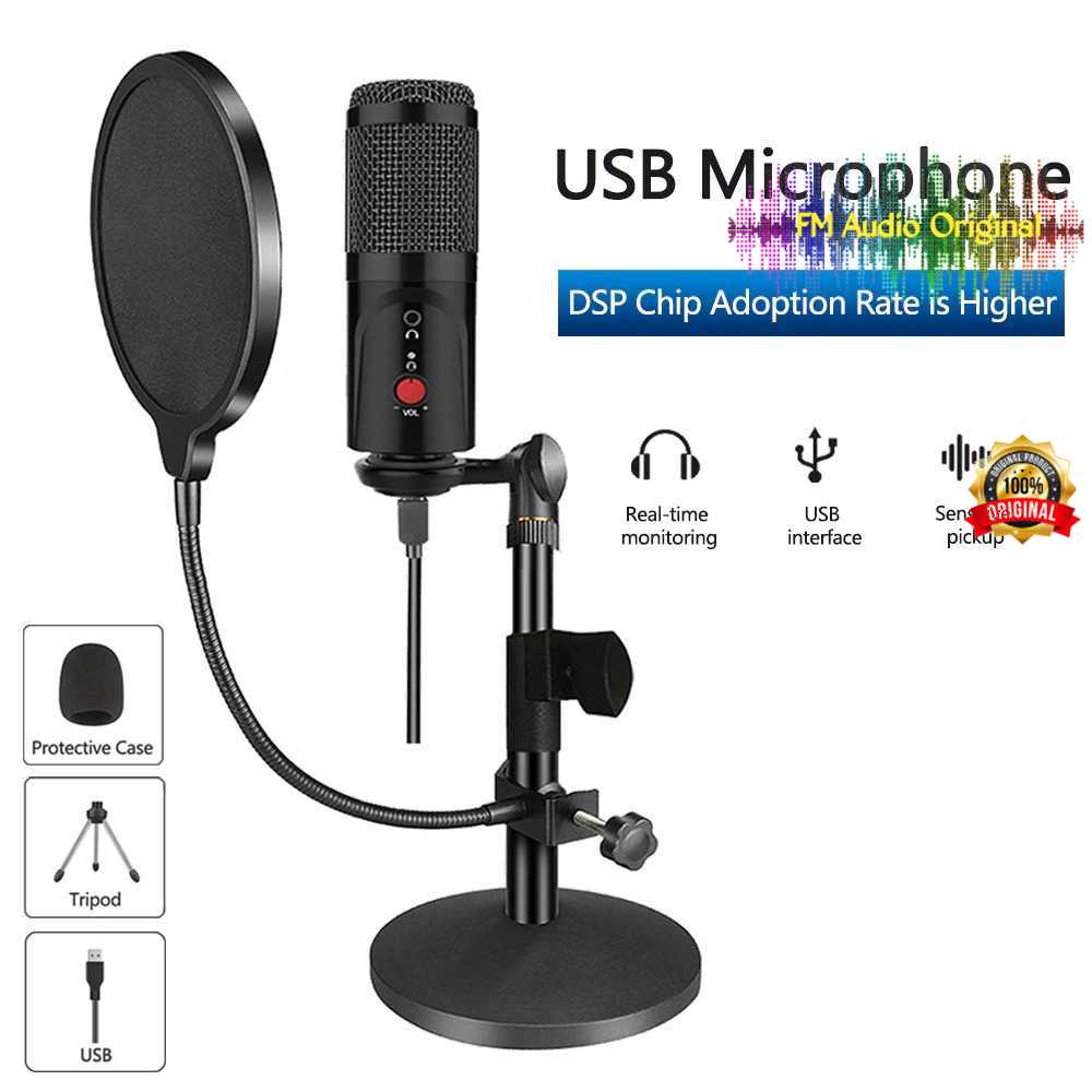 FM Audio Original / Microphone Condenser USB DJ Live Recording with Stand - mic podcast / mic livest