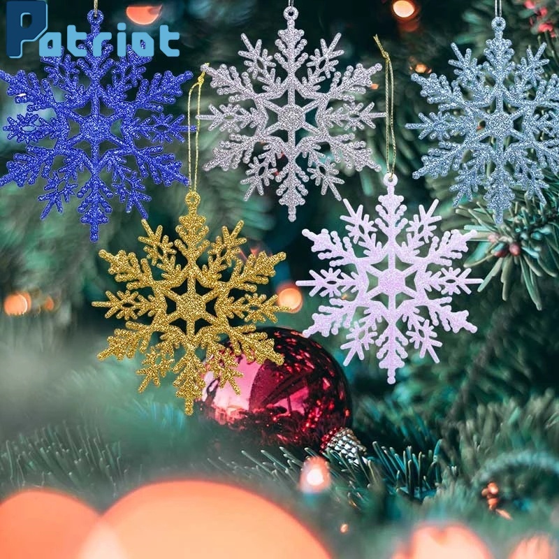 12Pcs/Set Colorful Plastic Snowflake Decoration Pendant Accessories For Xmas House Decoration