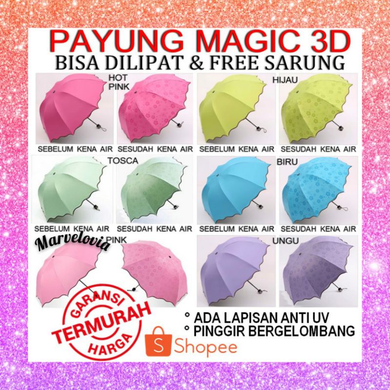 PAYUNG LIPAT 3D MAGIC PAYUNG ANTI UV UMBRELLA