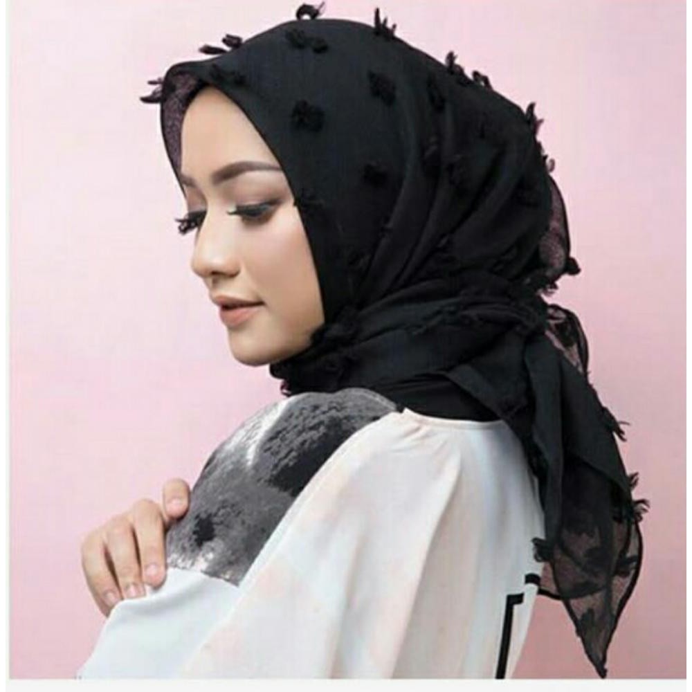 Jilbab Rubiah Warna Mocca - Voal Motif