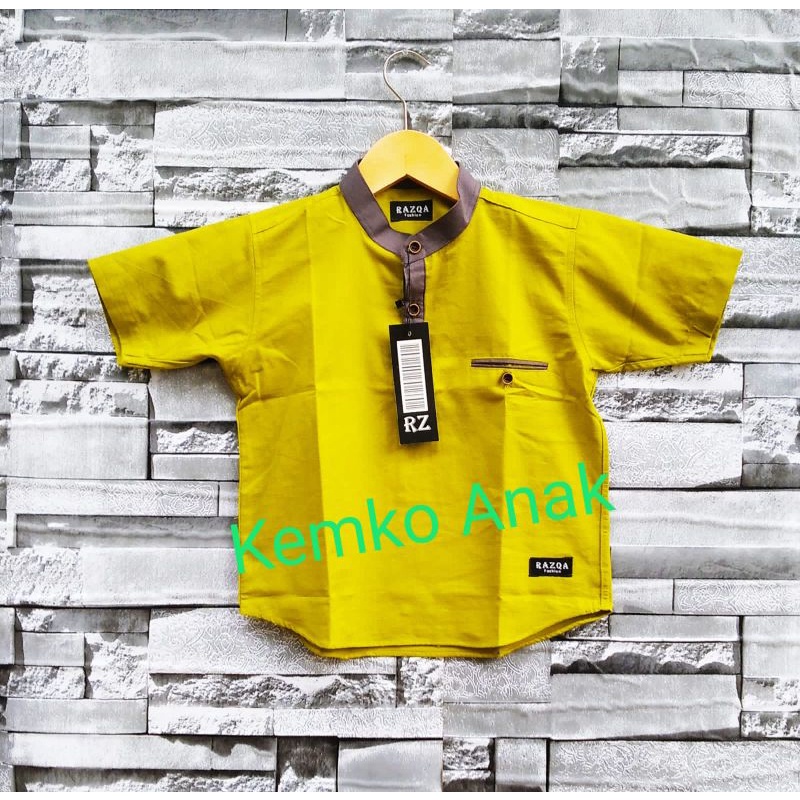 Kemko Anak Lime Kombinasi / Atasan Kemeja koko lemon / Kemeja Pendek anak kombinasi